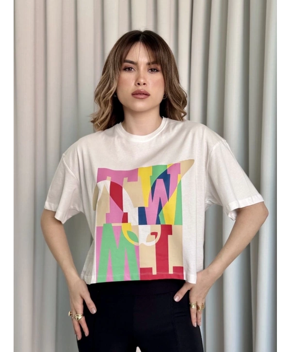 Baskılı crop tişört