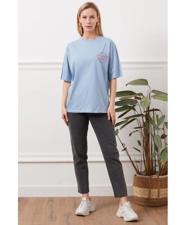 Baskılı tişört mavi