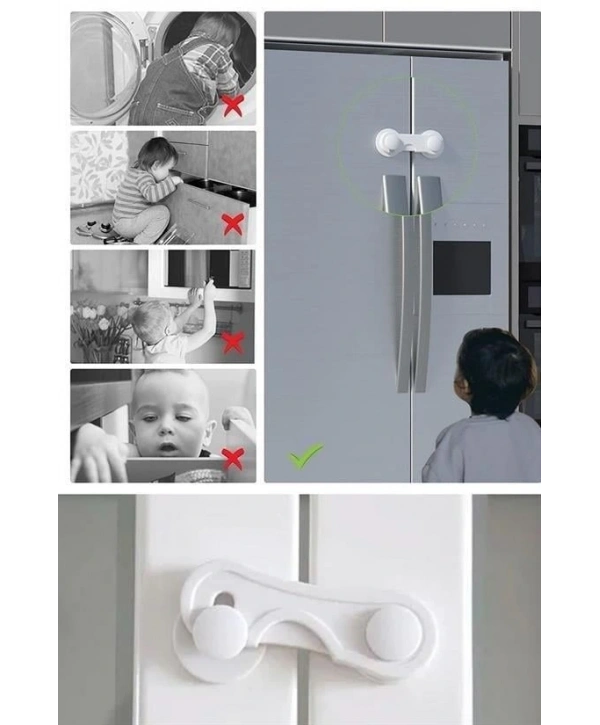 Bebek Çocuk Güvenliği Çekmece Ve Dolap İçin Kendiliğinde Yapışkanlı Vidasız Kapak Kilidi