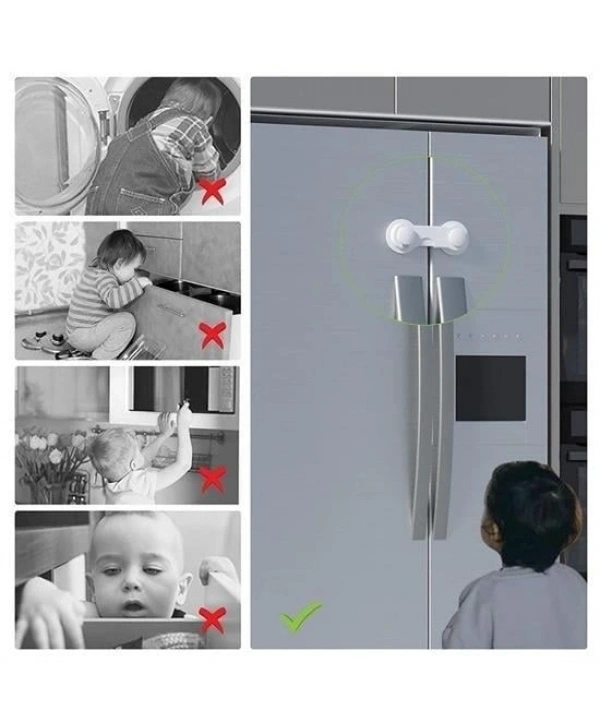 Bebek Çocuk Güvenliği Çekmece Ve Dolap İçin Kendiliğinde Yapışkanlı Vidasız Kapak Kilidi