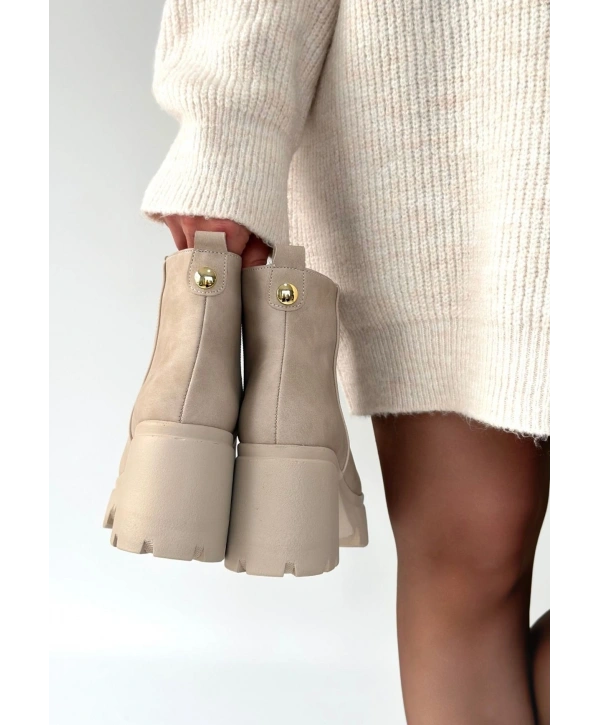 Belay Bej Nubuk Topuklu Bot