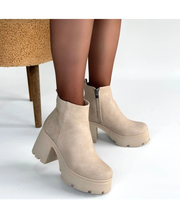 Belay Bej Nubuk Topuklu Bot