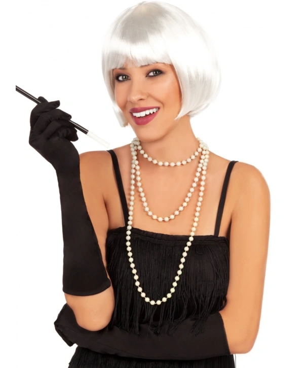 Beyaz Renk Parti Peruğu Kısa Küt Saç