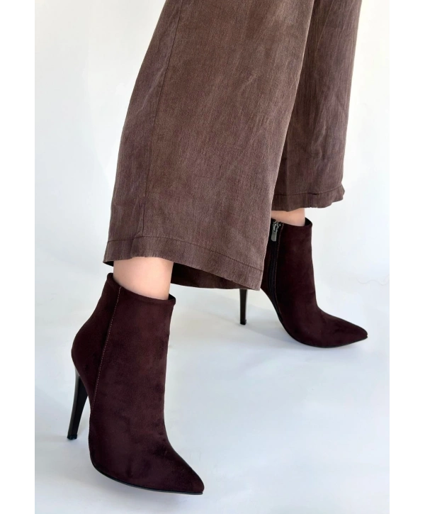 Blan Acı Kahve Süet Topuklu Bot
