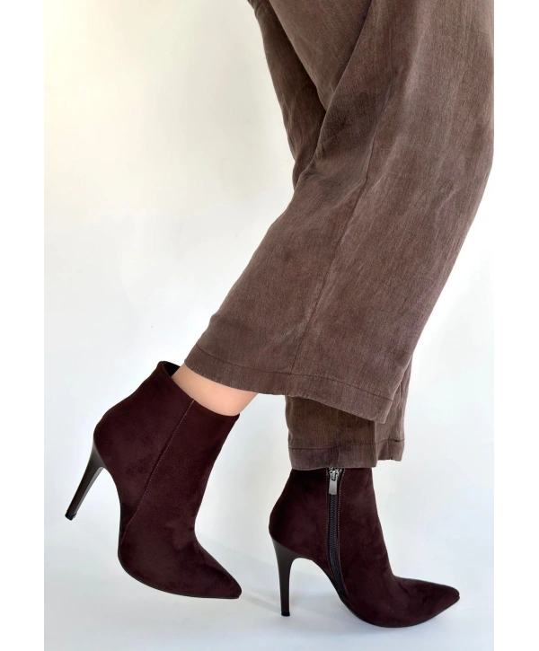 Blan Acı Kahve Süet Topuklu Bot