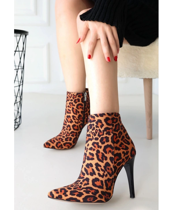 Blan Zebra Saten Topuklu Bot