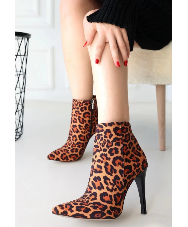 Blan Zebra Saten Topuklu Bot