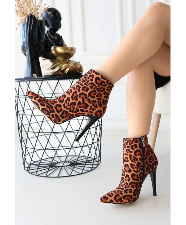 Blan Zebra Saten Topuklu Bot