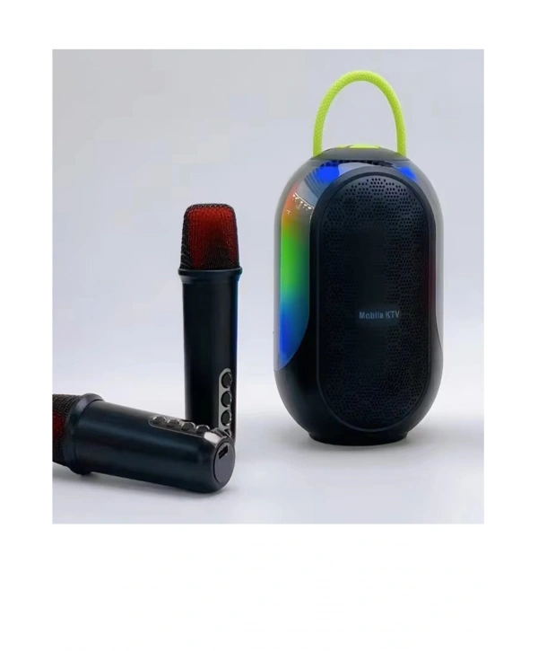 Bluetooth Çift Mikrofonlu Kablosuz Karaoke Rgb Işıklı Yüksek Sesli Müzik 4 Ses Degıstırme