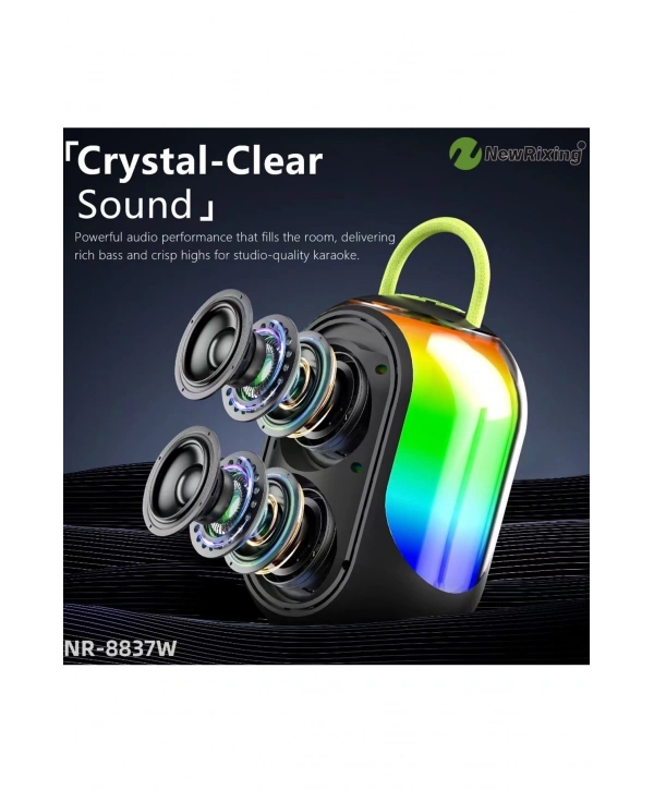 Bluetooth Çift Mikrofonlu Kablosuz Karaoke Rgb Işıklı Yüksek Sesli Müzik 4 Ses Degıstırme