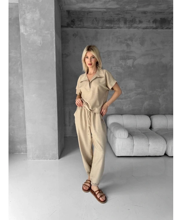 Bluz şalvar takım bej s255841