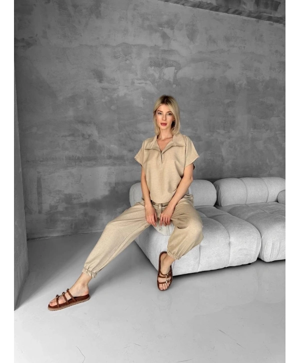 Bluz şalvar takım bej s255841