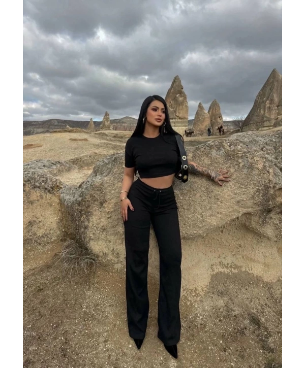 Bol paça pantolonlu alt üst takım