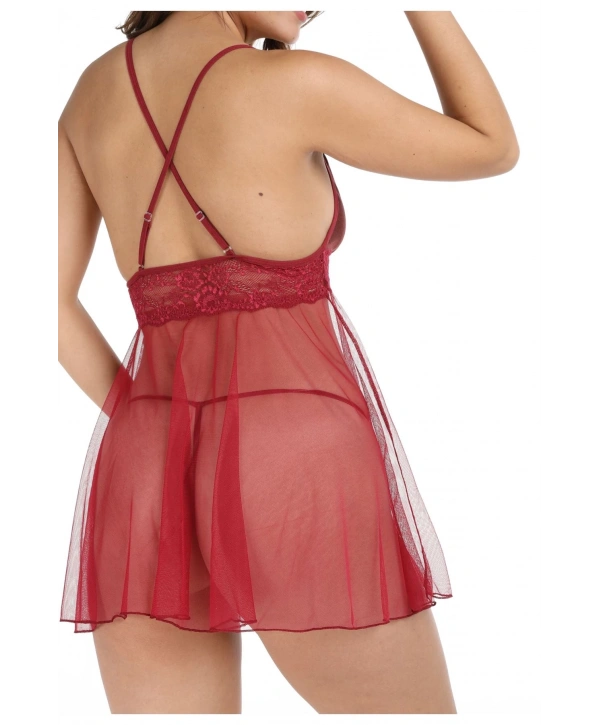 Bordo Tül Geclik -670