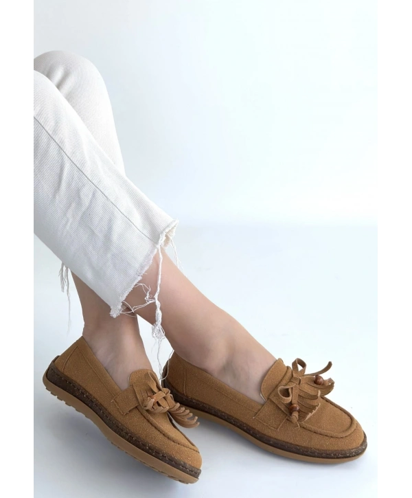 Boriy Taba Deri Tozu Süet Babet Ayakkabı