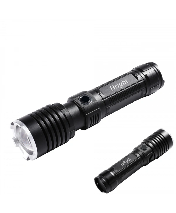Bright Ght-5761 Xp90 Led 3 Mod Zoomlu Yağmur Suyu Geçirmez Şarjlı El Feneri 26650 Pilli