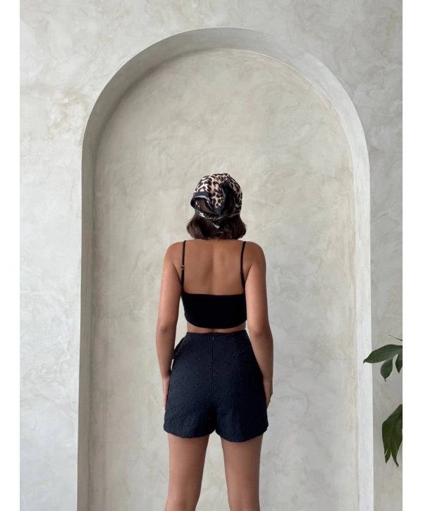 Brodeli şort etek s255075