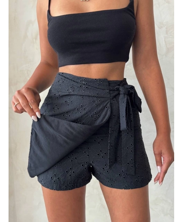 Brodeli şort etek s255075