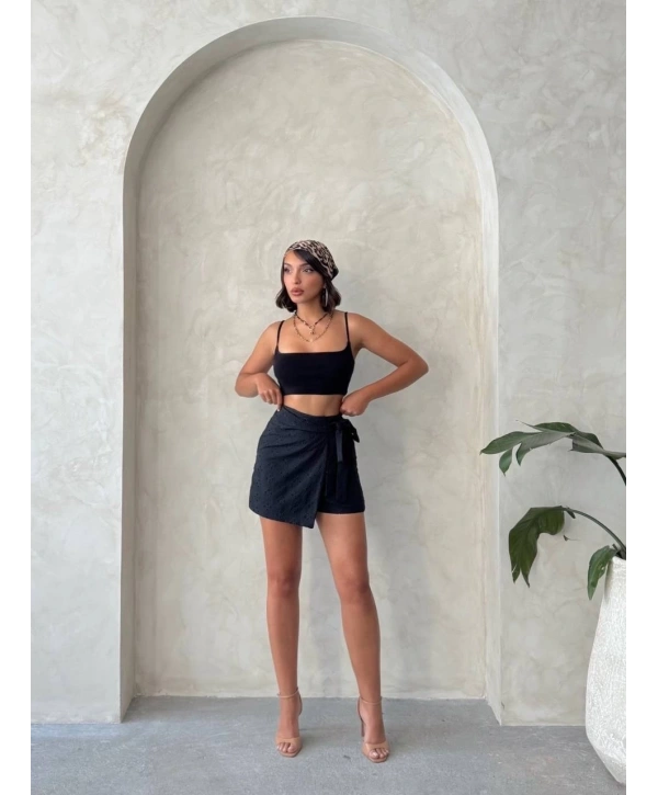 Brodeli şort etek s255075