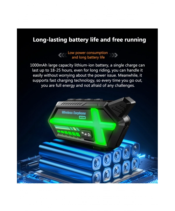 Bt26 Motosiklet Kask Kulaklık Bluetooth Rgb Işıklı 2 Eşleşme Özellikli 1000 Mah Intercom