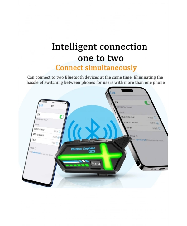 Bt26 Motosiklet Kask Kulaklık Bluetooth Rgb Işıklı 2 Eşleşme Özellikli 1000 Mah Intercom