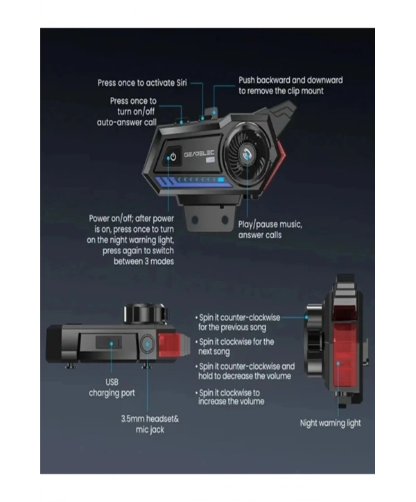 Bt57 Motosiklet Kask Kulaklık Intercom Işıklı Motorsiklet Interkom