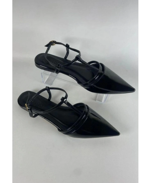 Canca Siyah Rugan Babet Ayakkabı