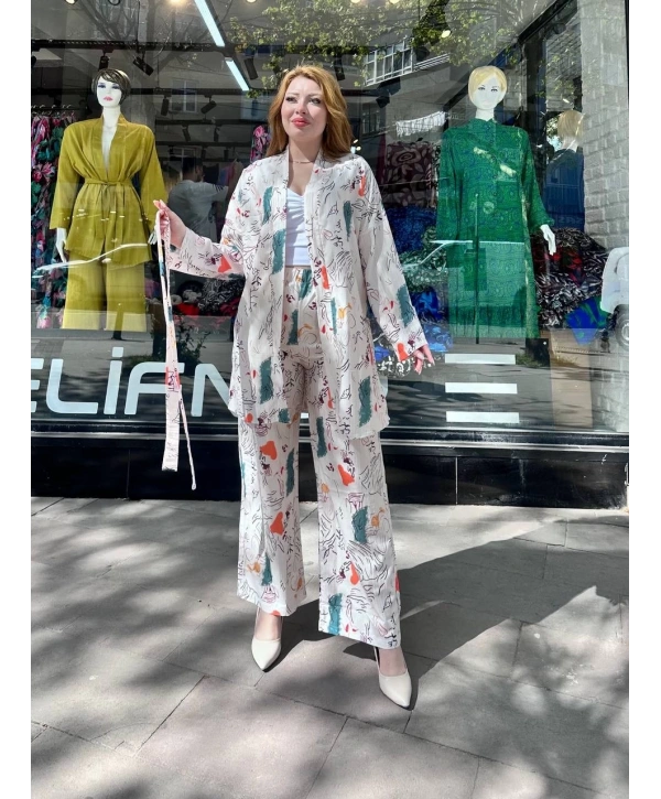 Ceketli baskılı takım