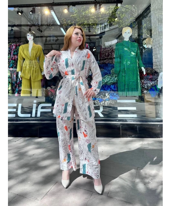 Ceketli baskılı takım