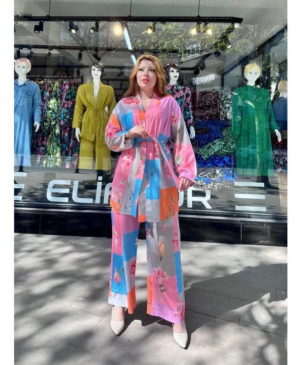 Ceketli baskılı takım