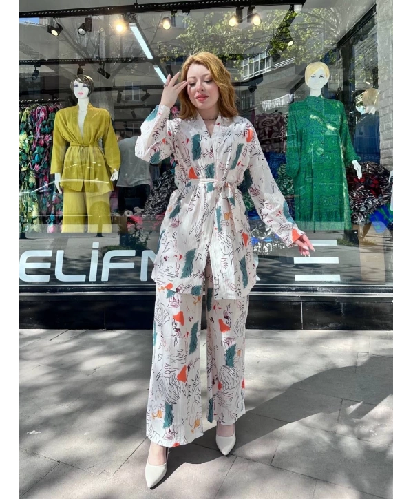 Ceketli baskılı takım