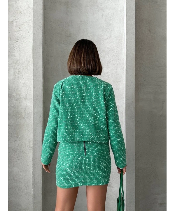 Ceketli etek takım chl kumaş yeşil h24443