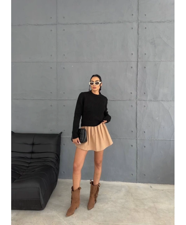 Cepli triko kazak siyah