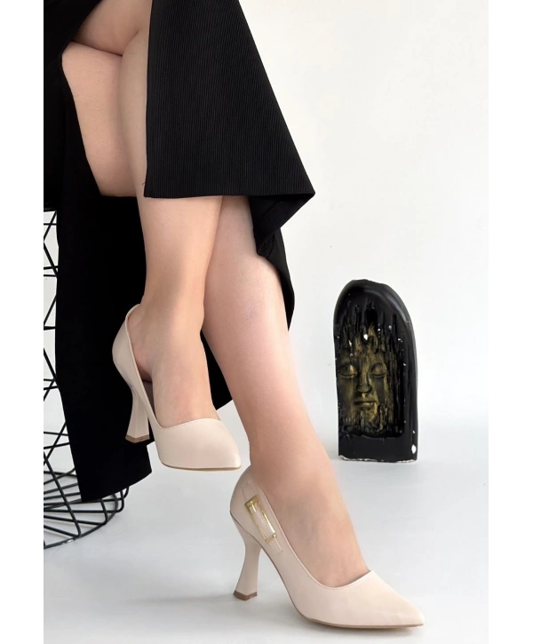 Cerin Bej Cilt Topuklu Ayakkabı