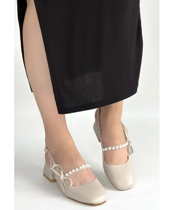 Ceyda Bej Cilt Topuklu Ayakkabı