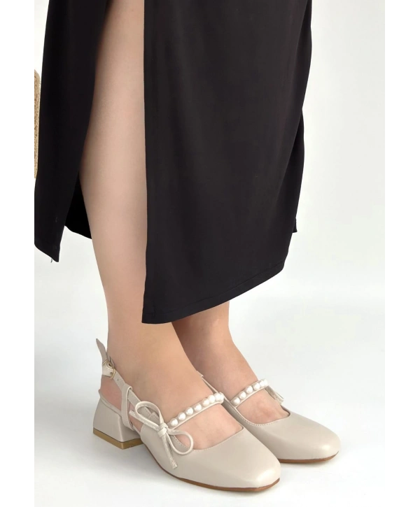 Ceyda Bej Cilt Topuklu Ayakkabı