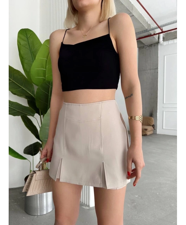 Çift yırtmaklı şort etek