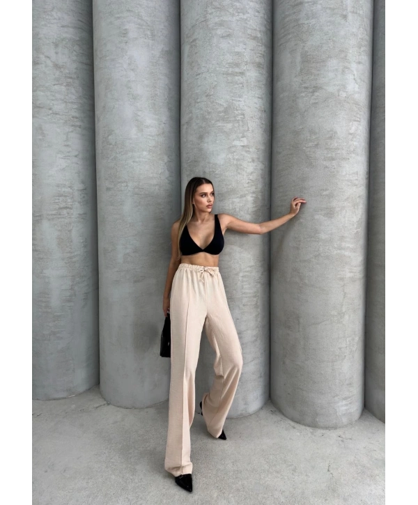 Çımalı keten pantolon