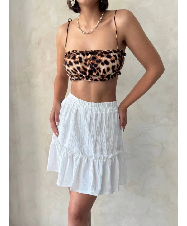 Çingene keten etek beyaz s24808