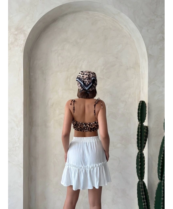 Çingene keten etek beyaz s24808