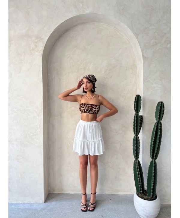 Çingene keten etek beyaz s24808