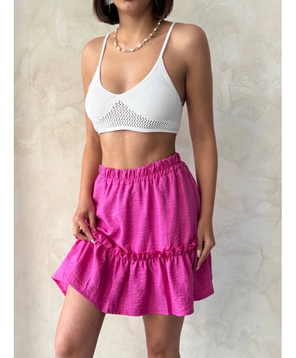 Çingene keten etek fuşya s24808