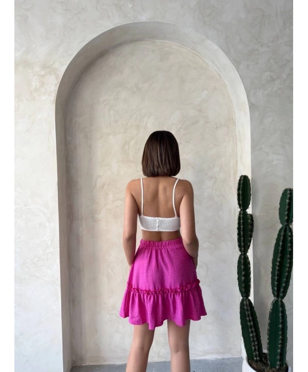 Çingene keten etek fuşya s24808