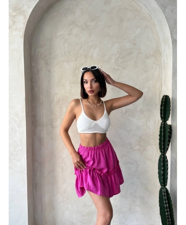 Çingene keten etek fuşya s24808