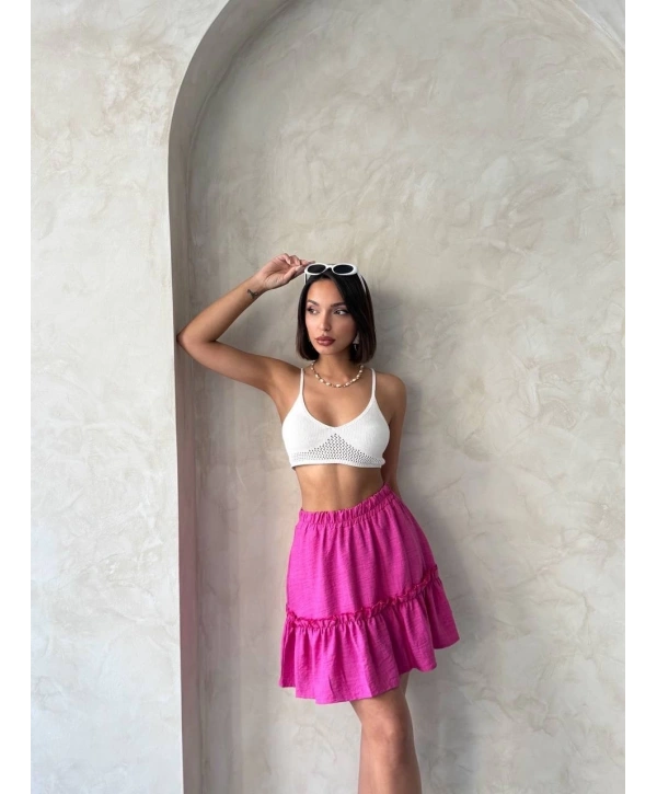 Çingene keten etek fuşya s24808