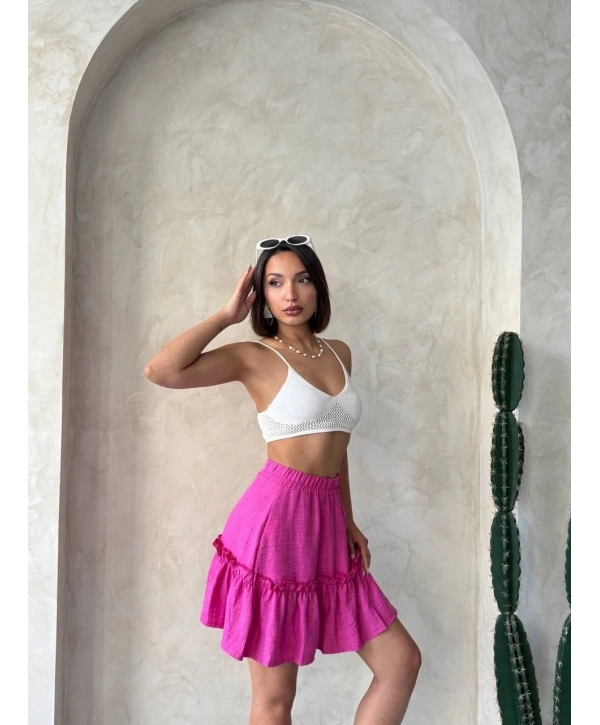 Çingene keten etek fuşya s24808