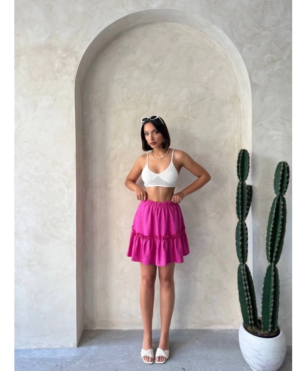 Çingene keten etek fuşya s24808