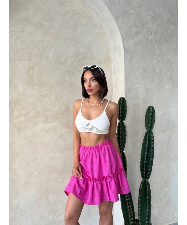 Çingene keten etek fuşya s24808