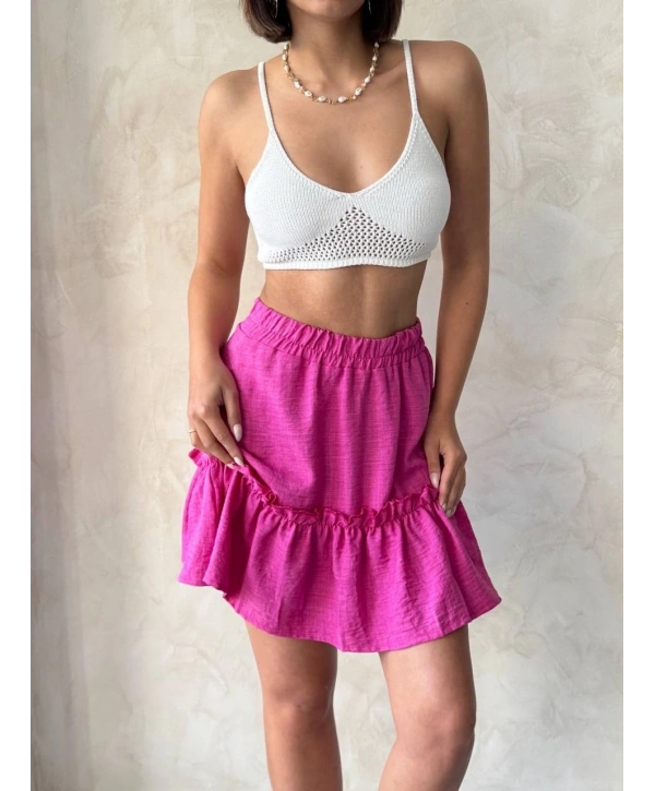 Çingene keten etek fuşya s24808