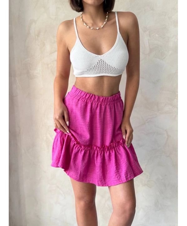 Çingene keten etek fuşya s24808